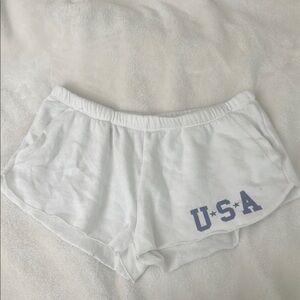 white sweatshorts